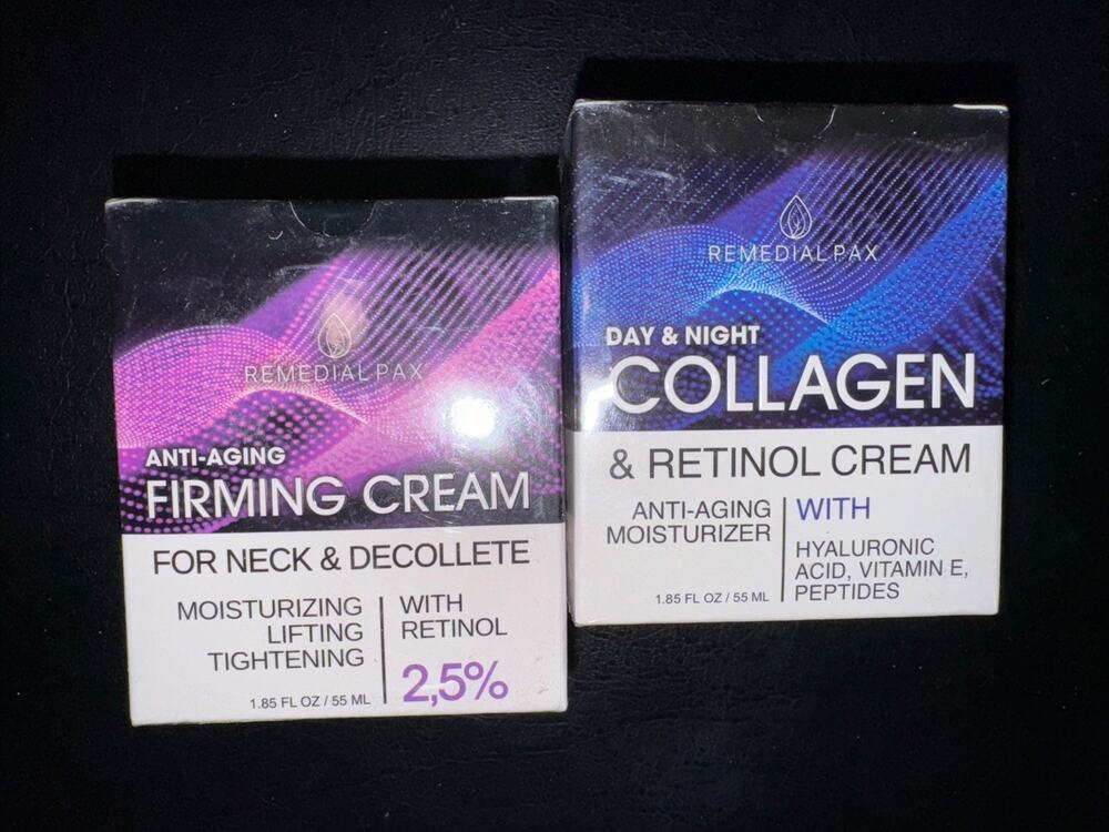 2 Pack Remedial Pax Day & Night Retinol Collagen Moisturizer Face Cream Firming